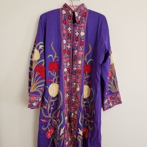 Vintage floral silk hand-embroidered jacket